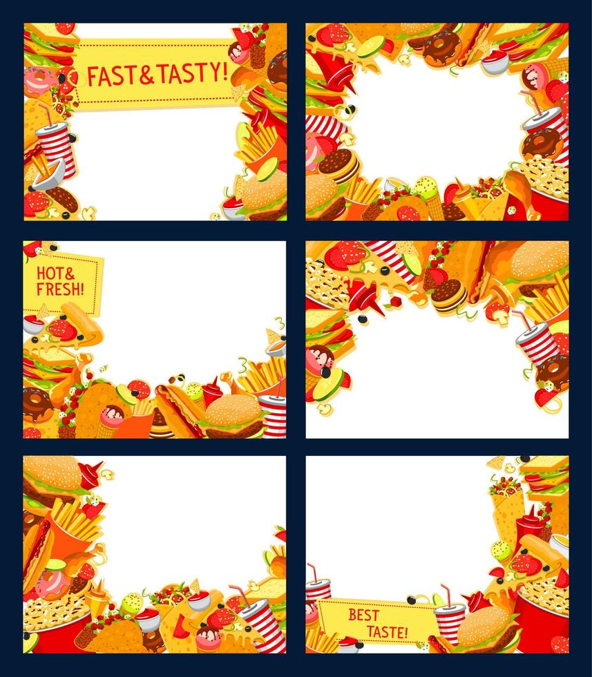 cartazes de vetor de menu de restaurante de fastfood