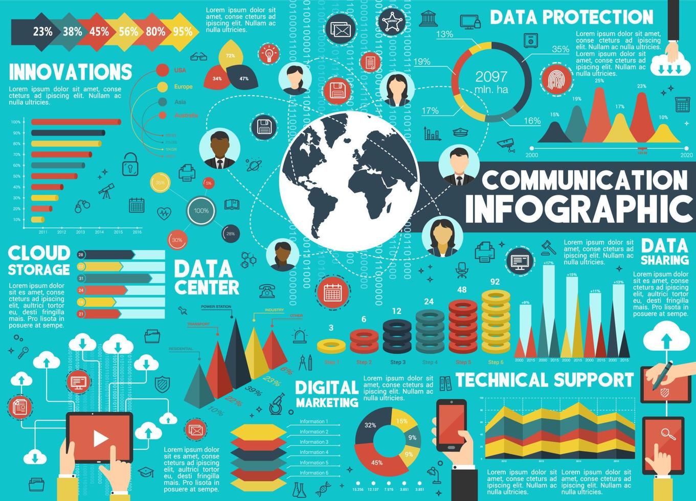 infográficos vetoriais de comunicação digital vetor