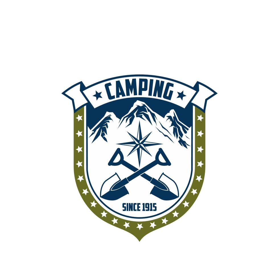 ícone de bússola de alp de rock vetor de acampamento de montanha
