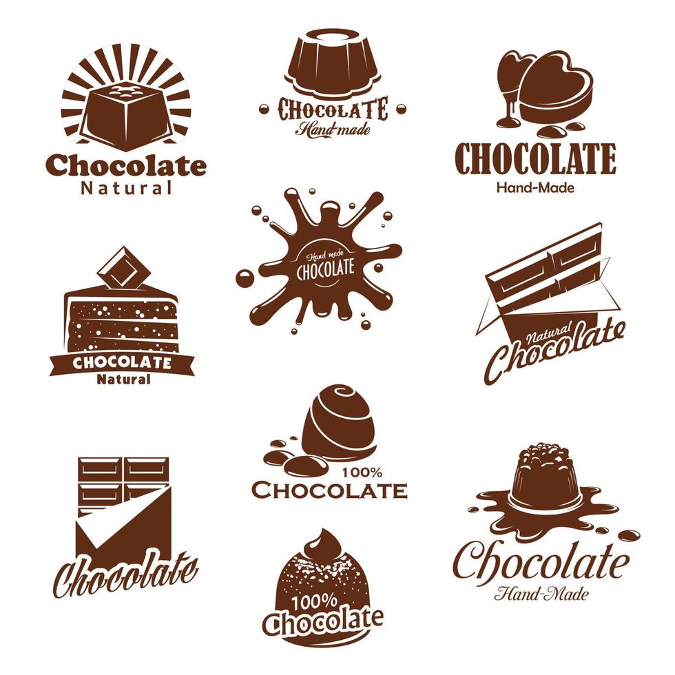 vector iconis de respingo de sobremesas de doces de chocolate