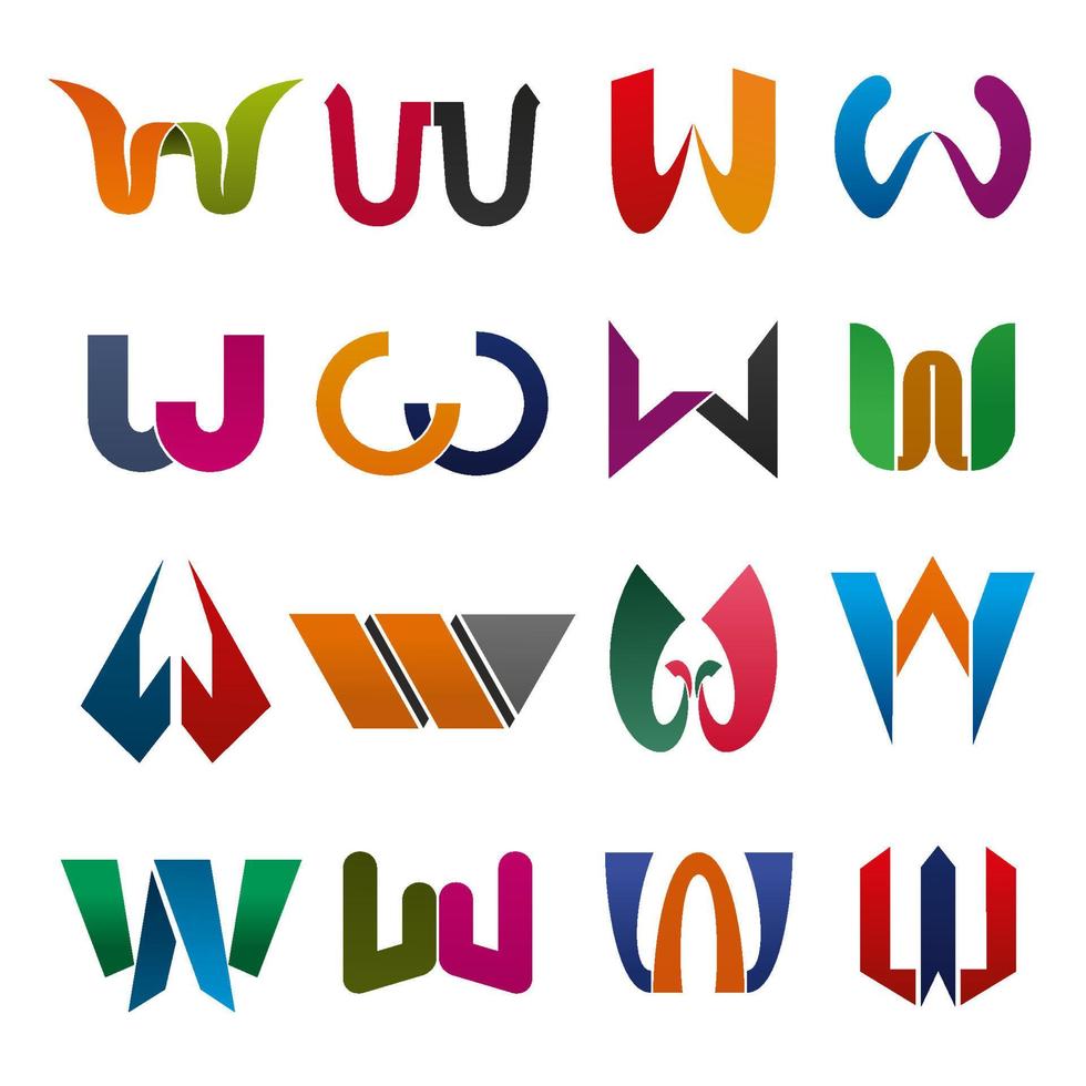 ícones de vetor de letra w para empresa de marca