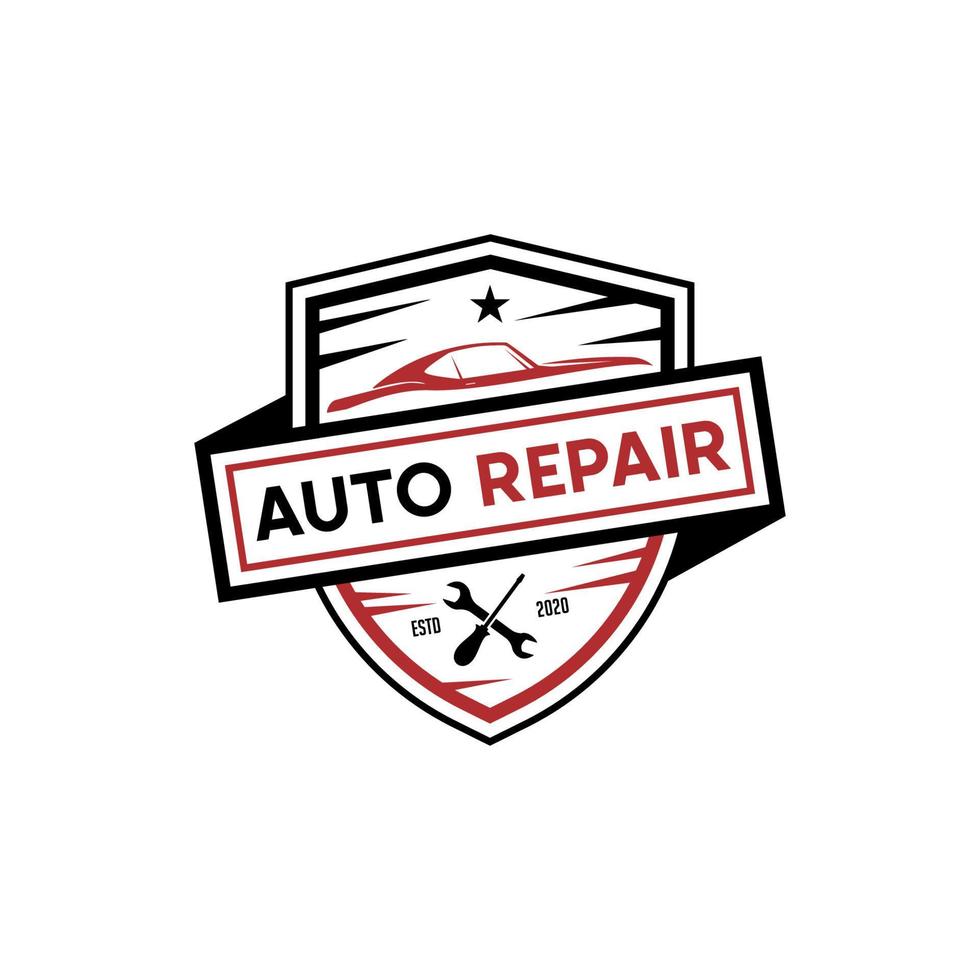 distintivo de design de logotipo de reparo e serviço automotivo, melhor para loja de carros, garagem, vetor premium de logotipo de peças de reposição