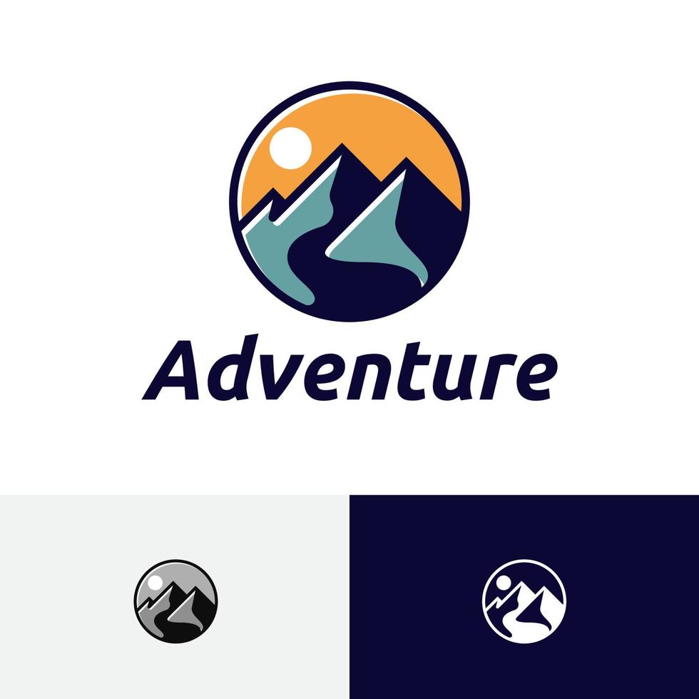 círculo montanha natureza escalada camping aventura logotipo vetor