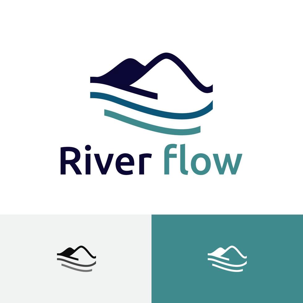 fluxo do rio montanha colina logotipo abstrato simples vetor