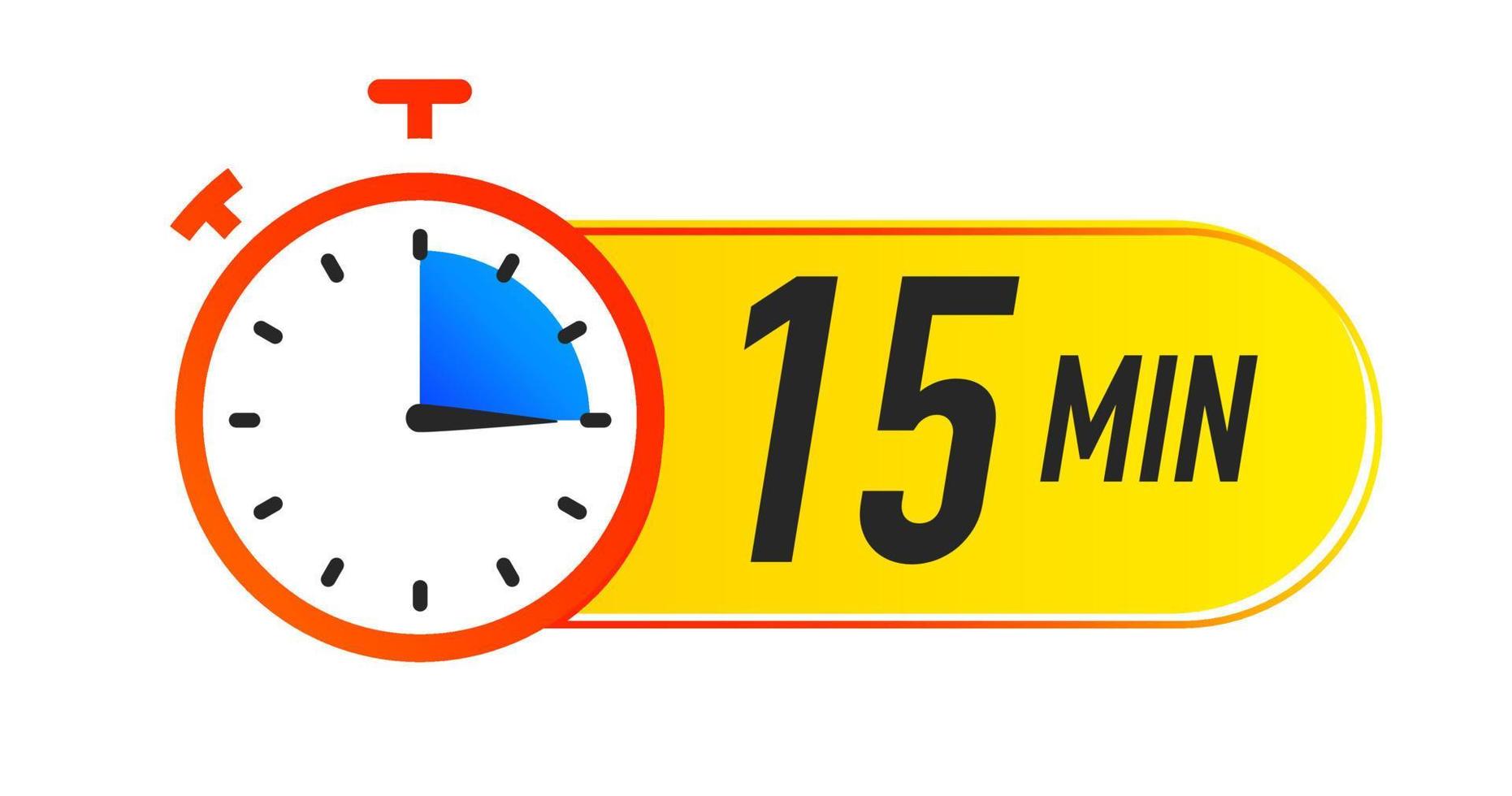 ícone do temporizador 15 minutos vector estilo colorido.