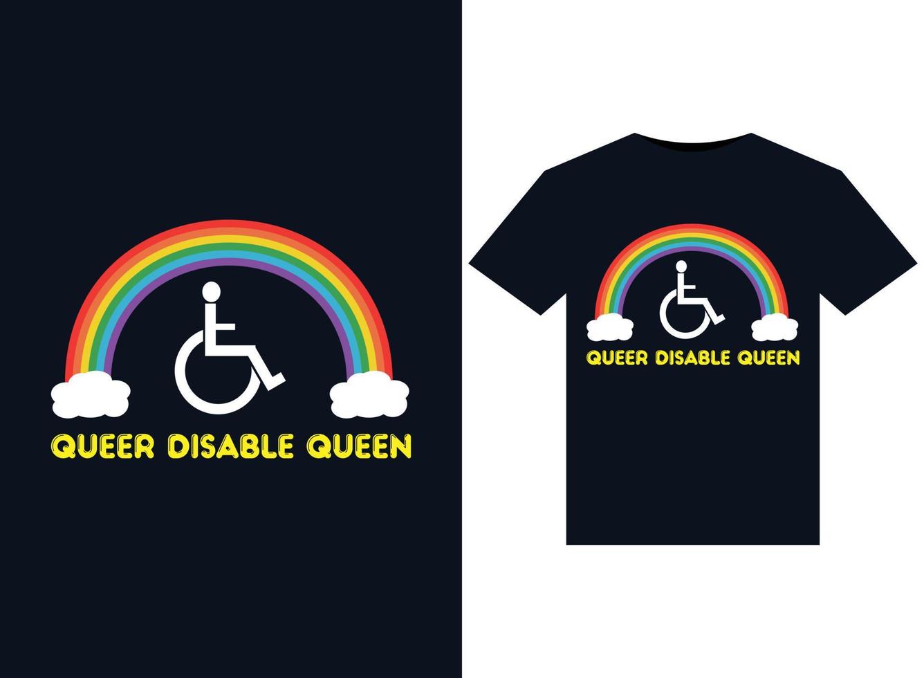 ilustrações queer disable queen para design de camisetas prontas para impressão vetor