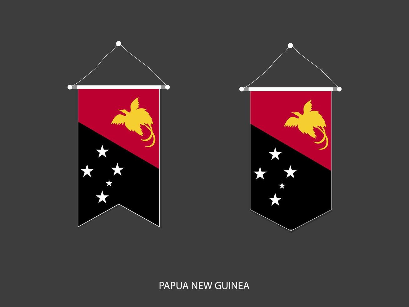 bandeira de papua nova guiné em várias formas, vetor de galhardete de bandeira de futebol, ilustração vetorial.