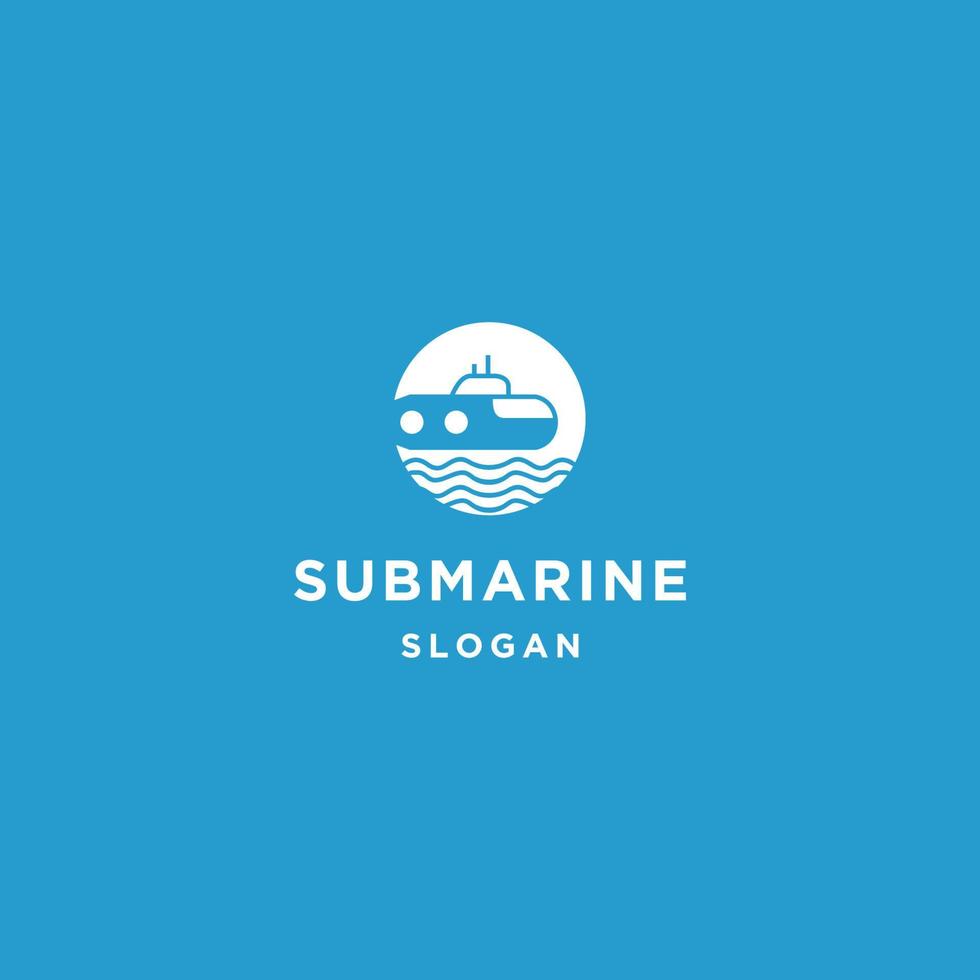 modelo de design plano de ícone de logotipo submarino vetor