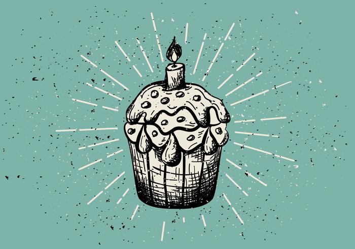 Fundo de muffin desenhado mão vintage vetor