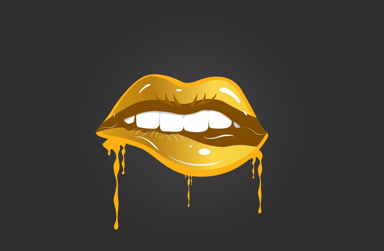 ilustração vetorial de lábios de ouro vetor