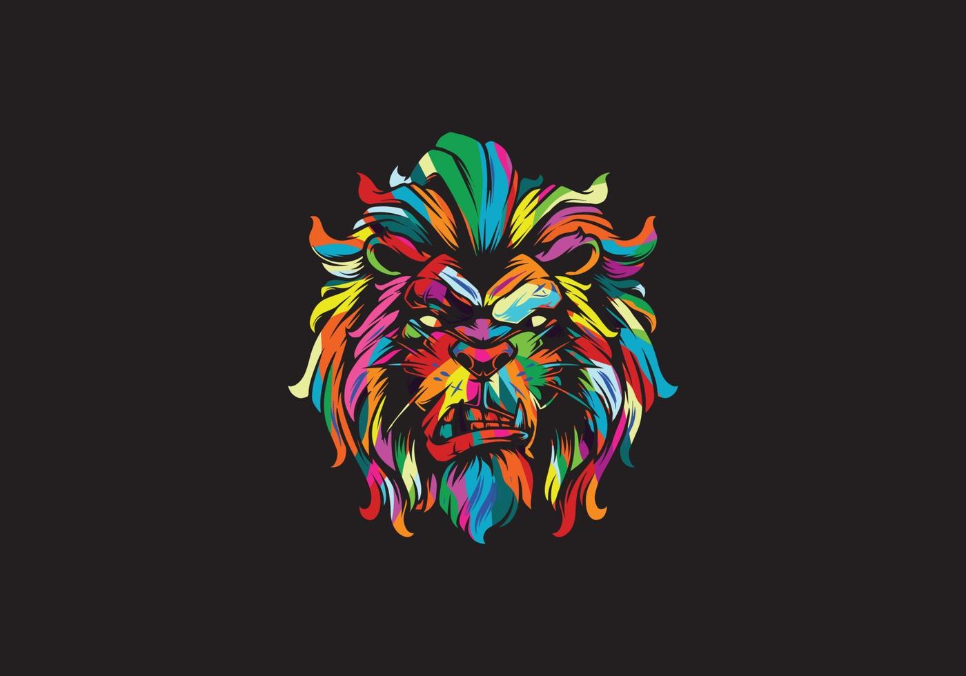 cabeça de leão animais pop art colorido vetor
