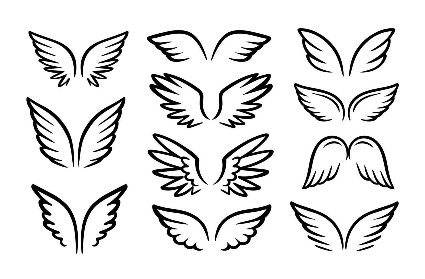 coleção de anjo de asas negras vetor