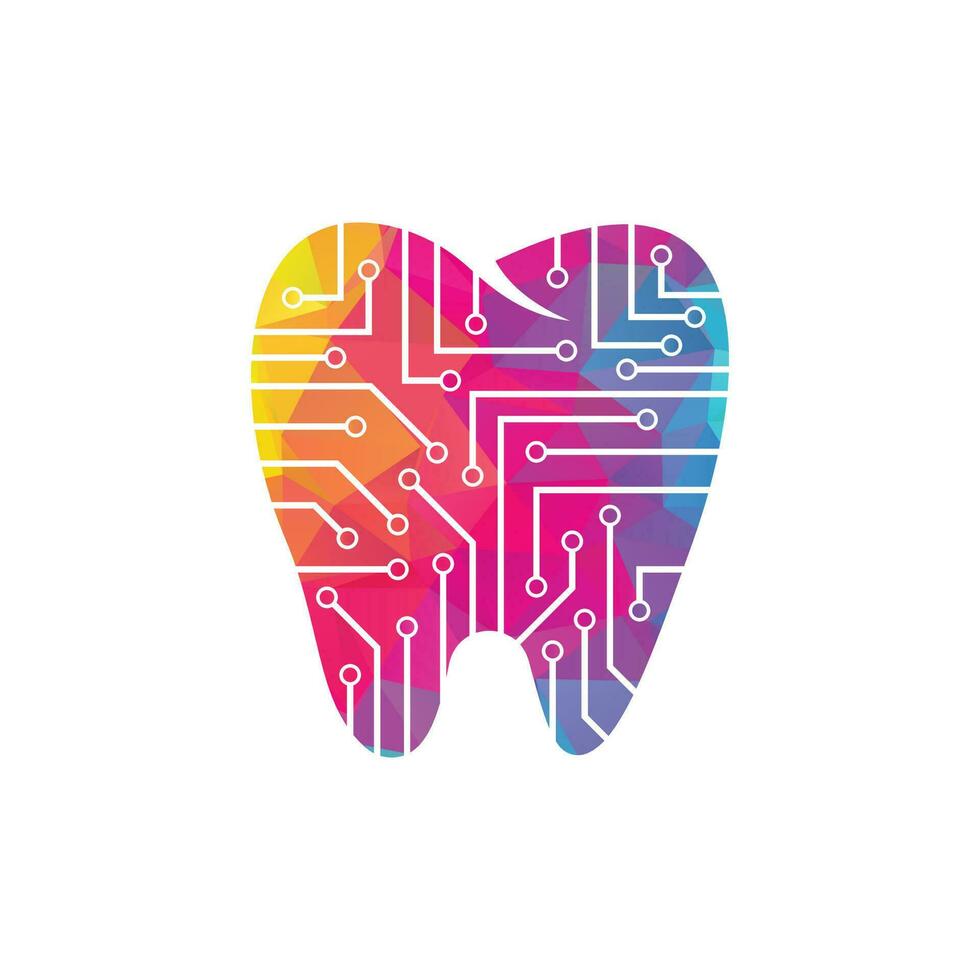 vetor de conceito de design de logotipo de tecnologia dental, modelo de design de logotipo dental.