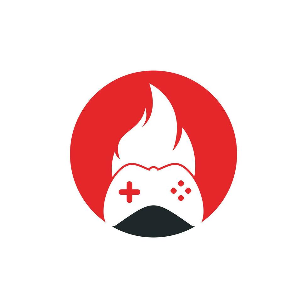 vetor de desenhos de ícones de logotipo de fogo de jogos. game pad com fogo para logotipo de jogos