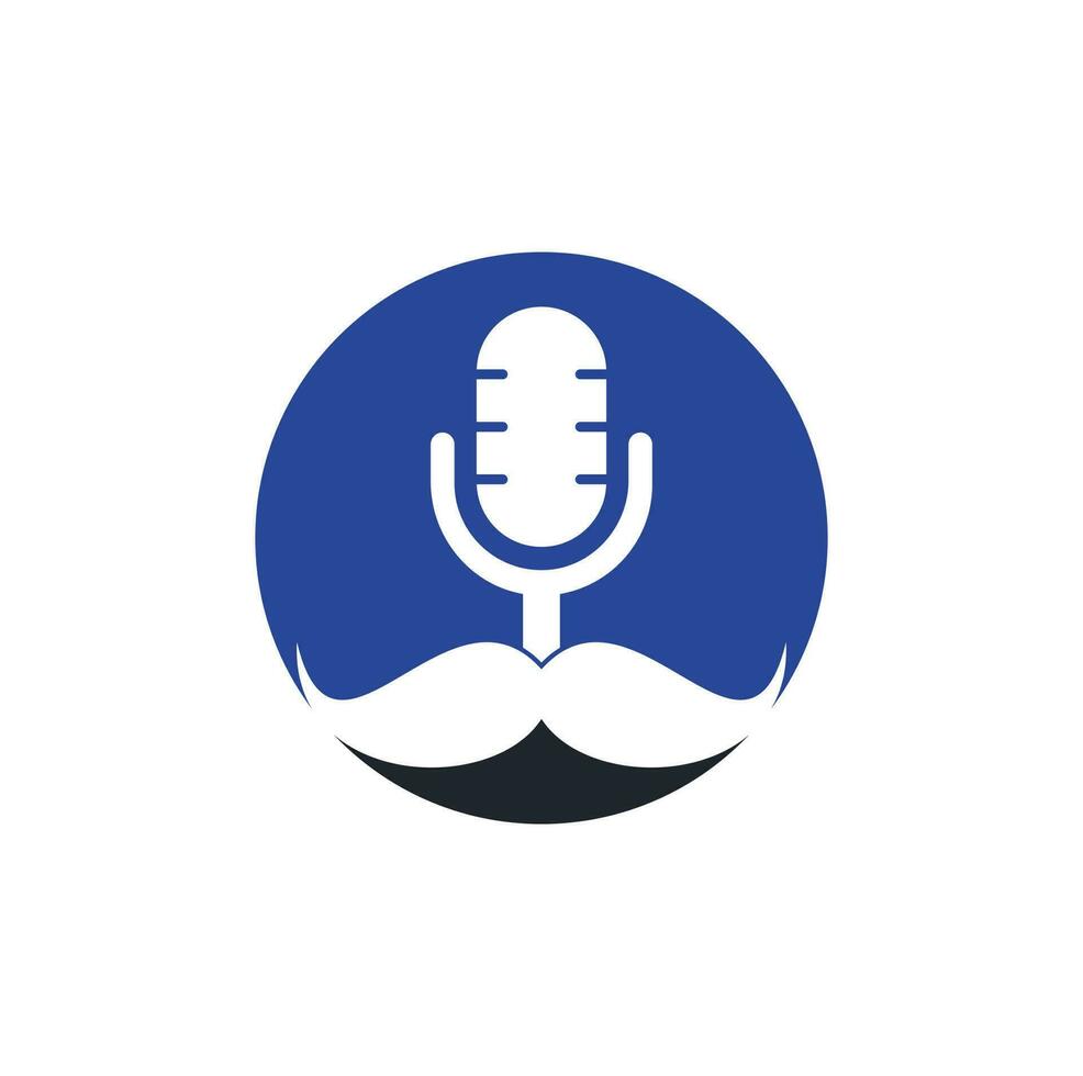 modelo de design de logotipo de podcast de cavalheiro. ícone de podcast de bigode. vetor