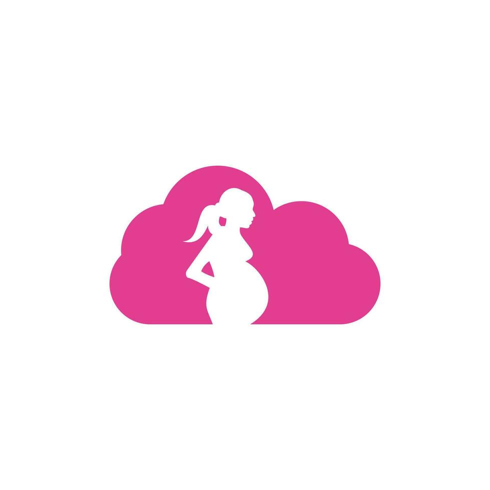 logotipo de forma de nuvem de mulher grávida. modelo de ícone de vetor de mulheres grávidas