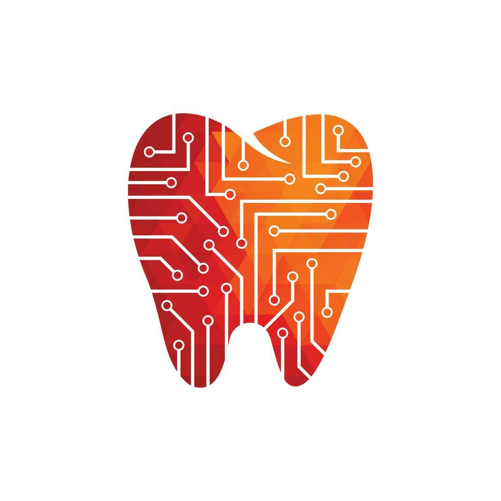 vetor de conceito de design de logotipo de tecnologia dental, modelo de design de logotipo dental.