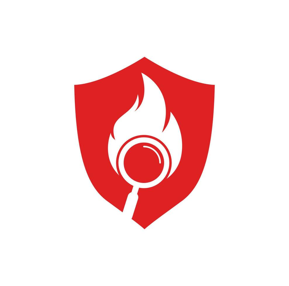 vetor de design de modelo de logotipo de pesquisa de fogo. encontre o modelo de design de logotipo de fogo. ícone de fogo e lupa