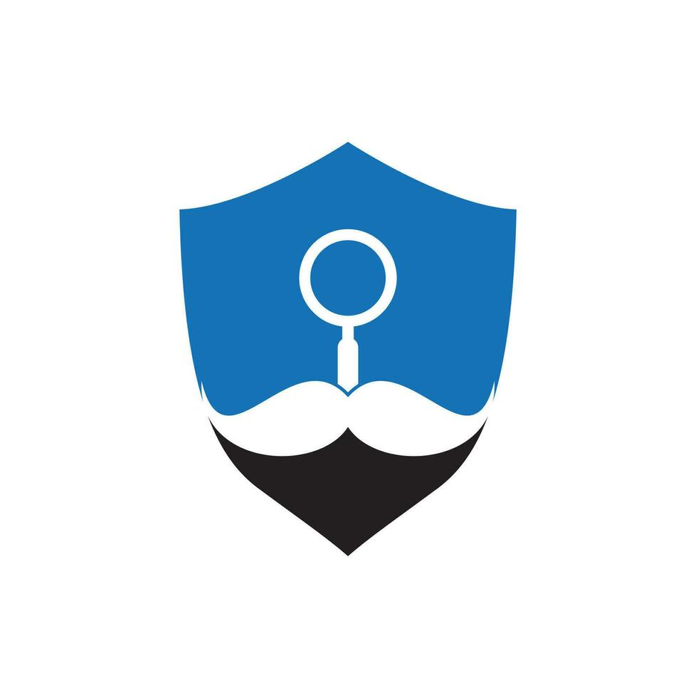 modelo de design de logotipo de bigode de pesquisa. bigode e lupa para um design de logotipo de espião detetive. vetor
