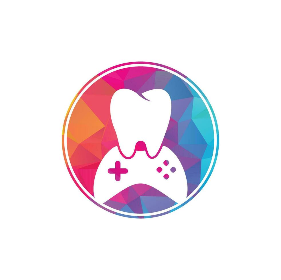 design de ícone do logotipo do jogo dental. design de logotipo vetorial de dente e console. vetor