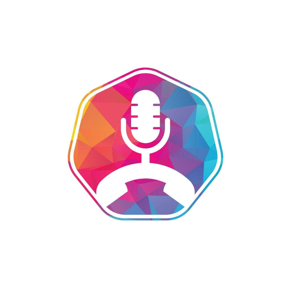 ligue para o elemento de design de logotipo de ícone de podcast. design de logotipo de podcast de telefone. vetor