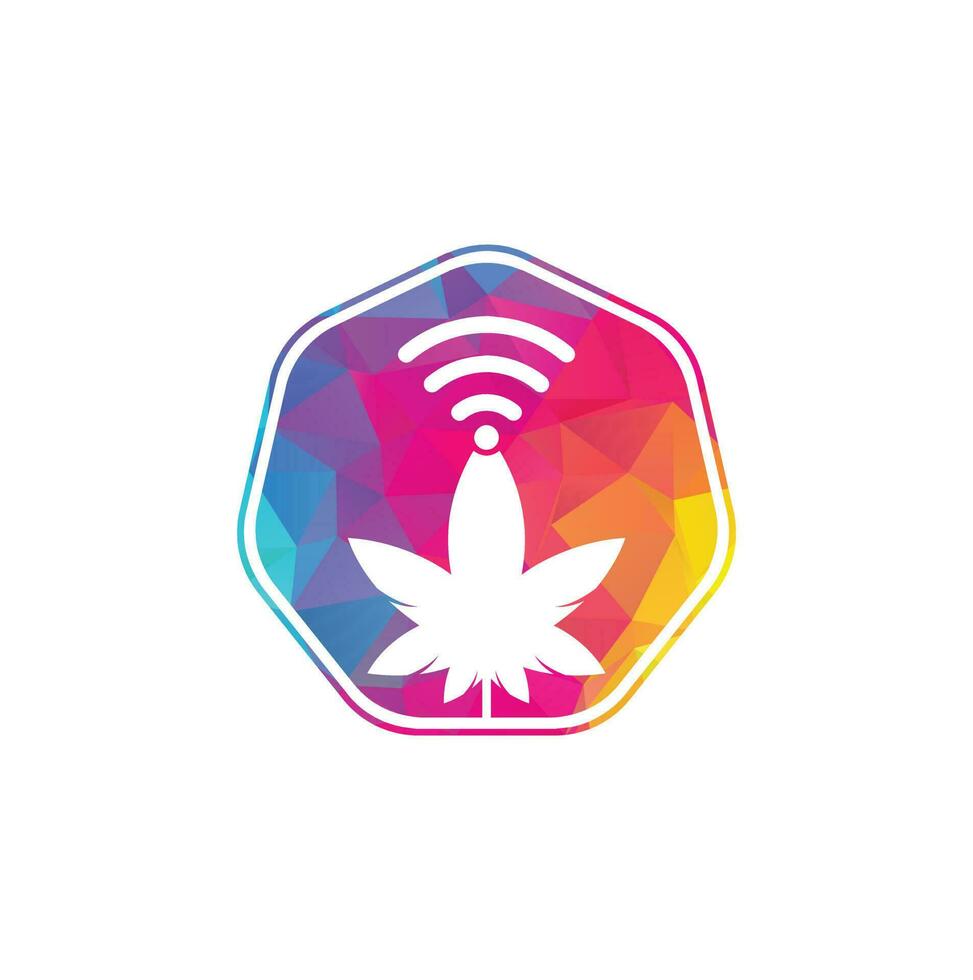 design de logotipo de vetor de cannabis wifi. símbolo ou ícone de cânhamo e sinal.