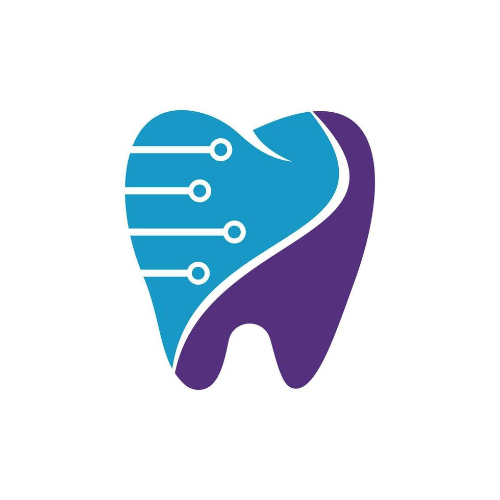 vetor de conceito de design de logotipo de tecnologia dental, modelo de design de logotipo dental.