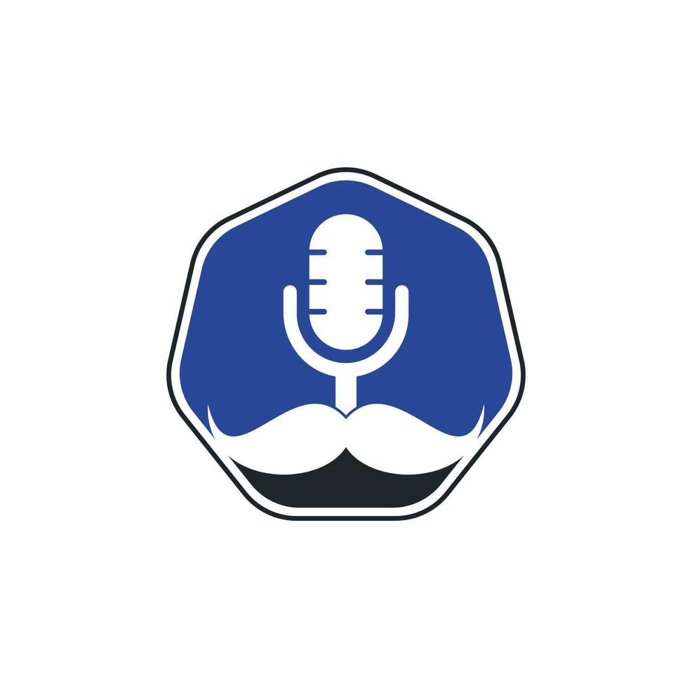 modelo de design de logotipo de podcast de cavalheiro. ícone de podcast de bigode. vetor