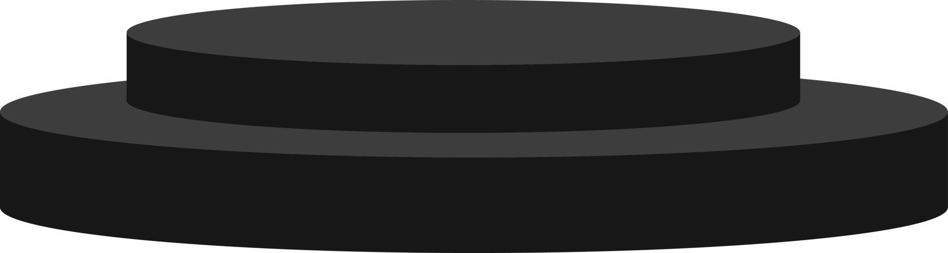 maquete de pódio 3d preto sobre fundo branco. palco de pódio de círculo de cilindro fino realista preto brilhante. pódio de vencedor realista. estilo plano. vetor