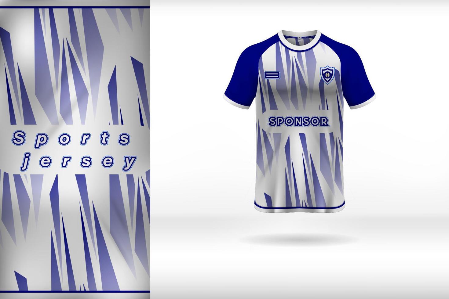 design de modelo de camisa de uniforme esportivo geométrico branco azul vetor