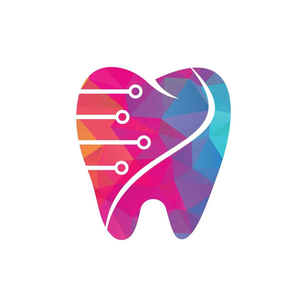 vetor de conceito de design de logotipo de tecnologia dental, modelo de design de logotipo dental.