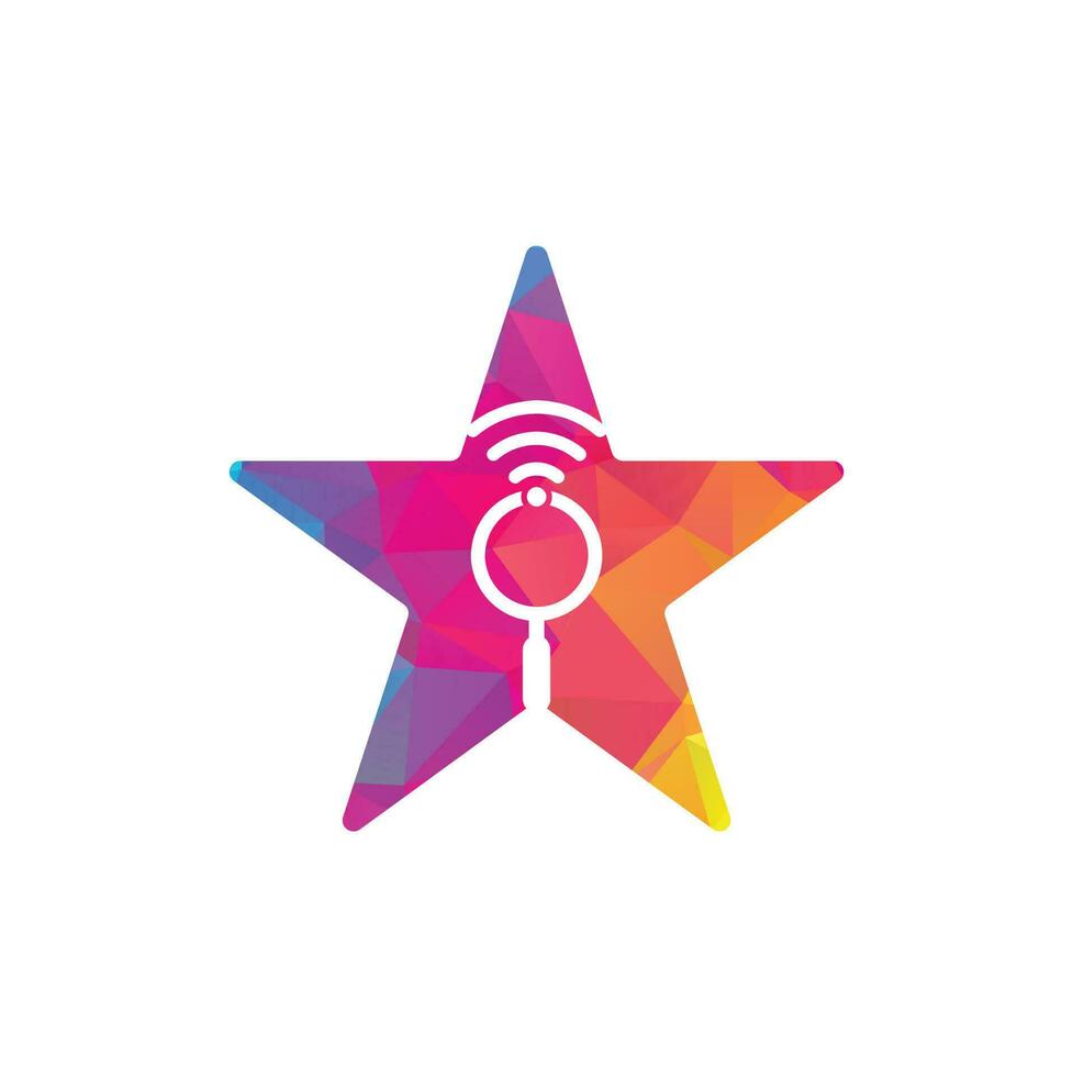 pesquise vetor de logotipo de conceito de forma de estrela wifi. ícone de modelo de logotipo de vetor de localizador de wifi