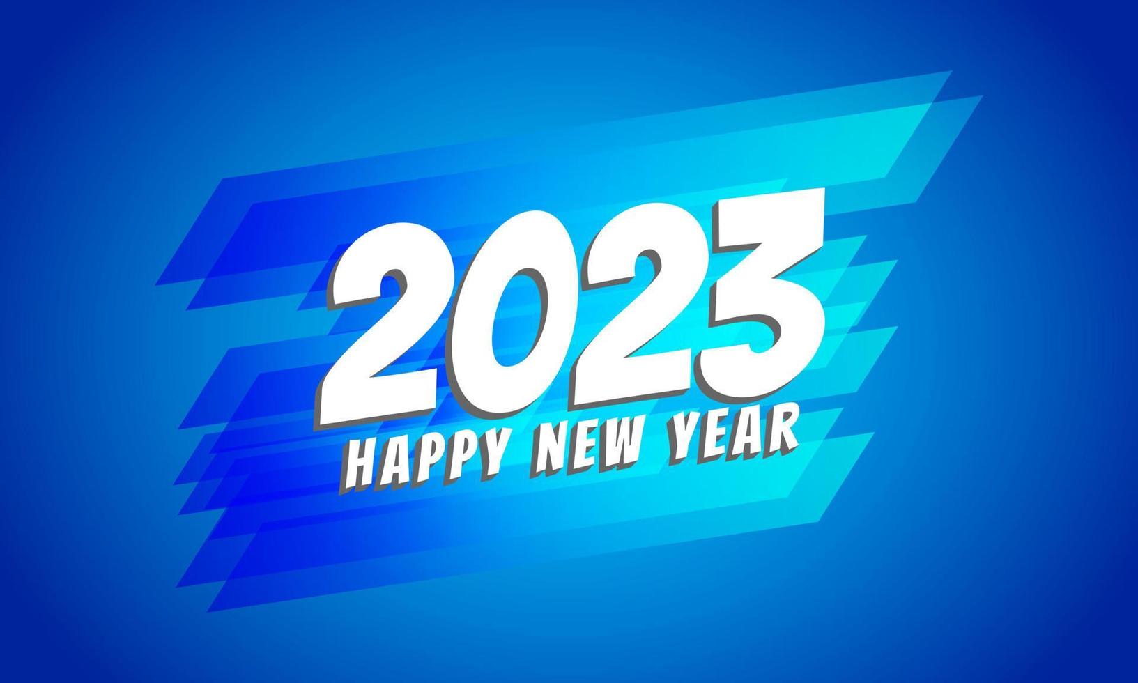 feliz ano novo 2023 estilo de design moderno tipografia em fundo azul vetor