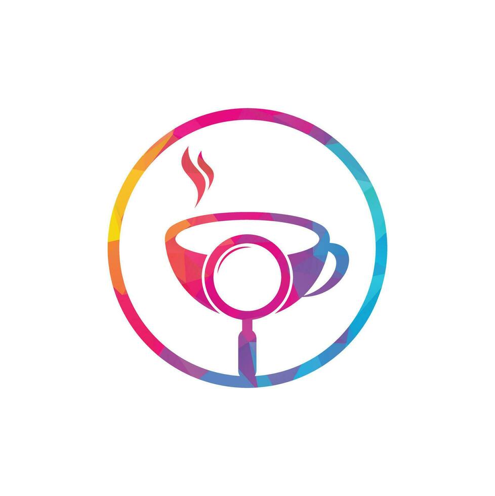 vetor de design de modelo de logotipo de café de pesquisa. vetor de modelo de logotipo de lupa de café.