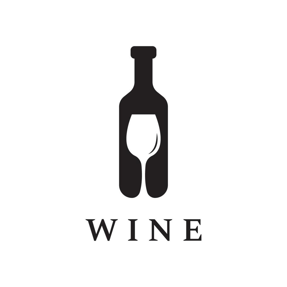 design de modelo de logotipo de vinho com taças de vinho e garrafas.logo para boate, bar e loja de vinhos. vetor