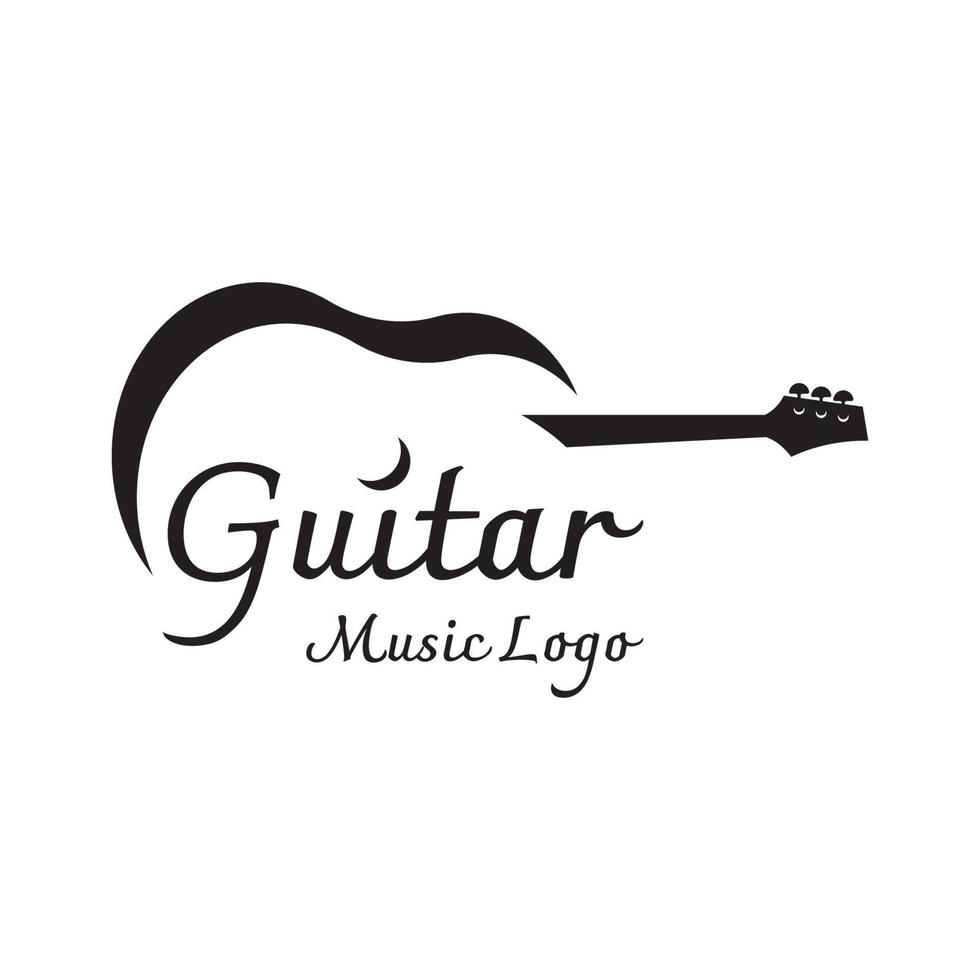 design de logotipo para instrumentos musicais de guitarra simples, música, bandas, música ao vivo e acústica, boates. vetor