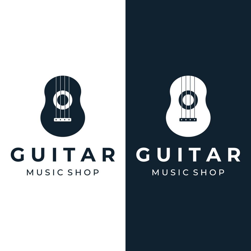 design de logotipo para instrumentos musicais de guitarra simples, música, bandas, música ao vivo e acústica, boates. vetor