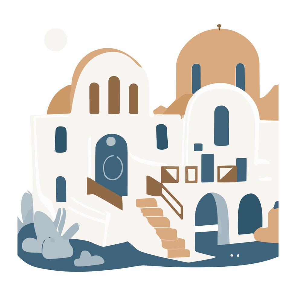 ilha de santorini, grécia. ilustração em vetor plana.