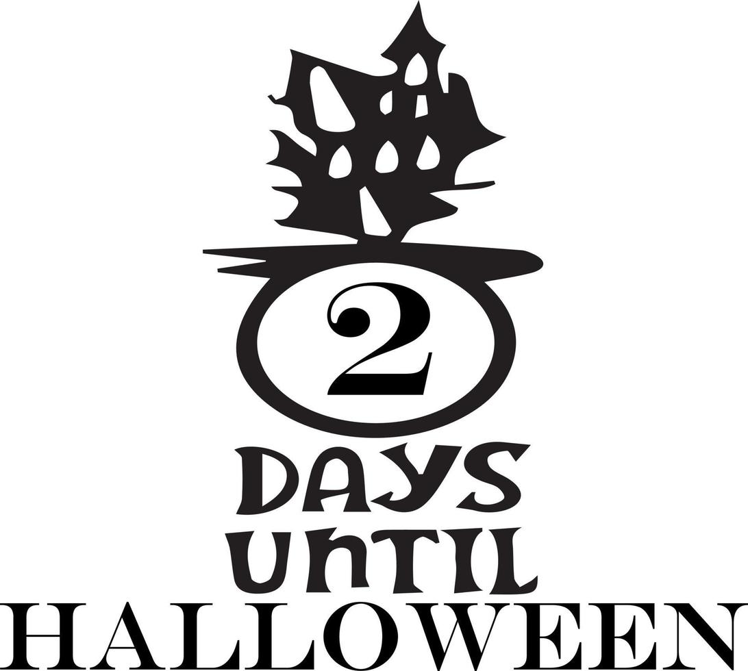 2 dias até o halloween, design simples feito em preto vetor