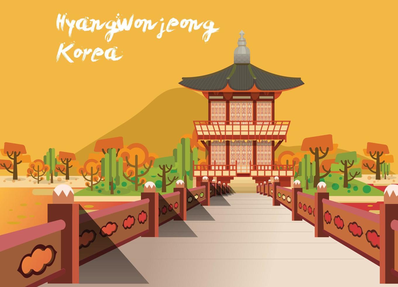ilustração vetorial do pavilhão da coreia de hyangwonjeong vetor