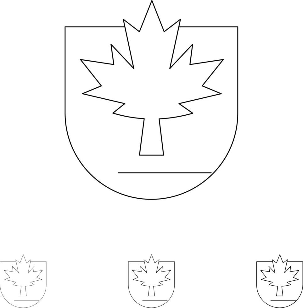 folha de segurança escudo do canadá conjunto de ícones de linha preta em negrito e fino vetor