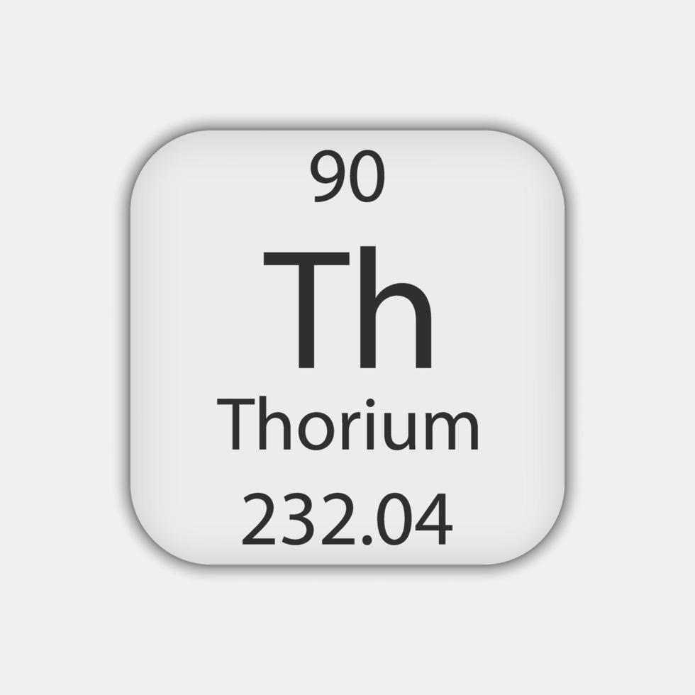 símbolo de tório. elemento químico da tabela periódica. ilustração vetorial. vetor