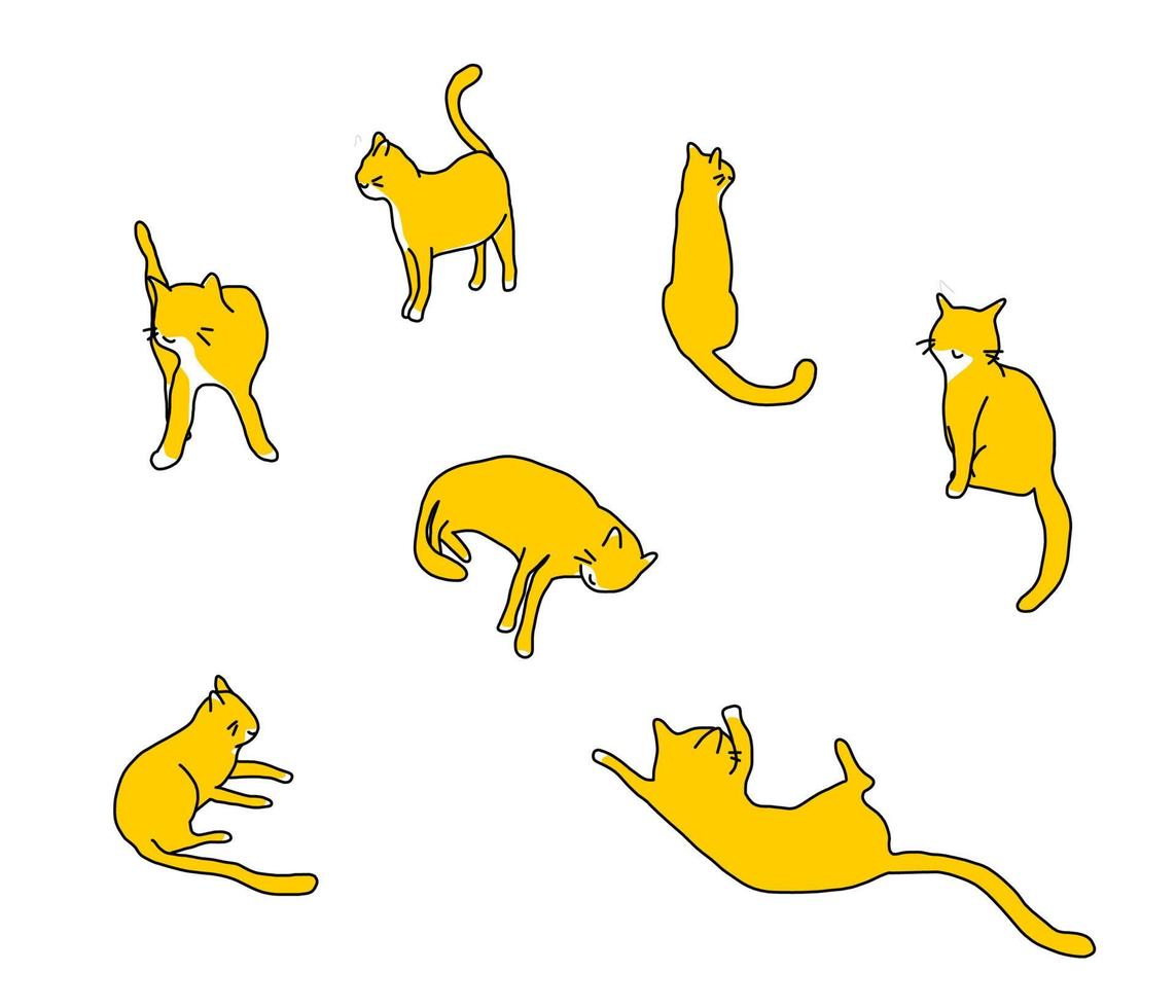 conjunto de ilustração vetorial de gato laranja vetor