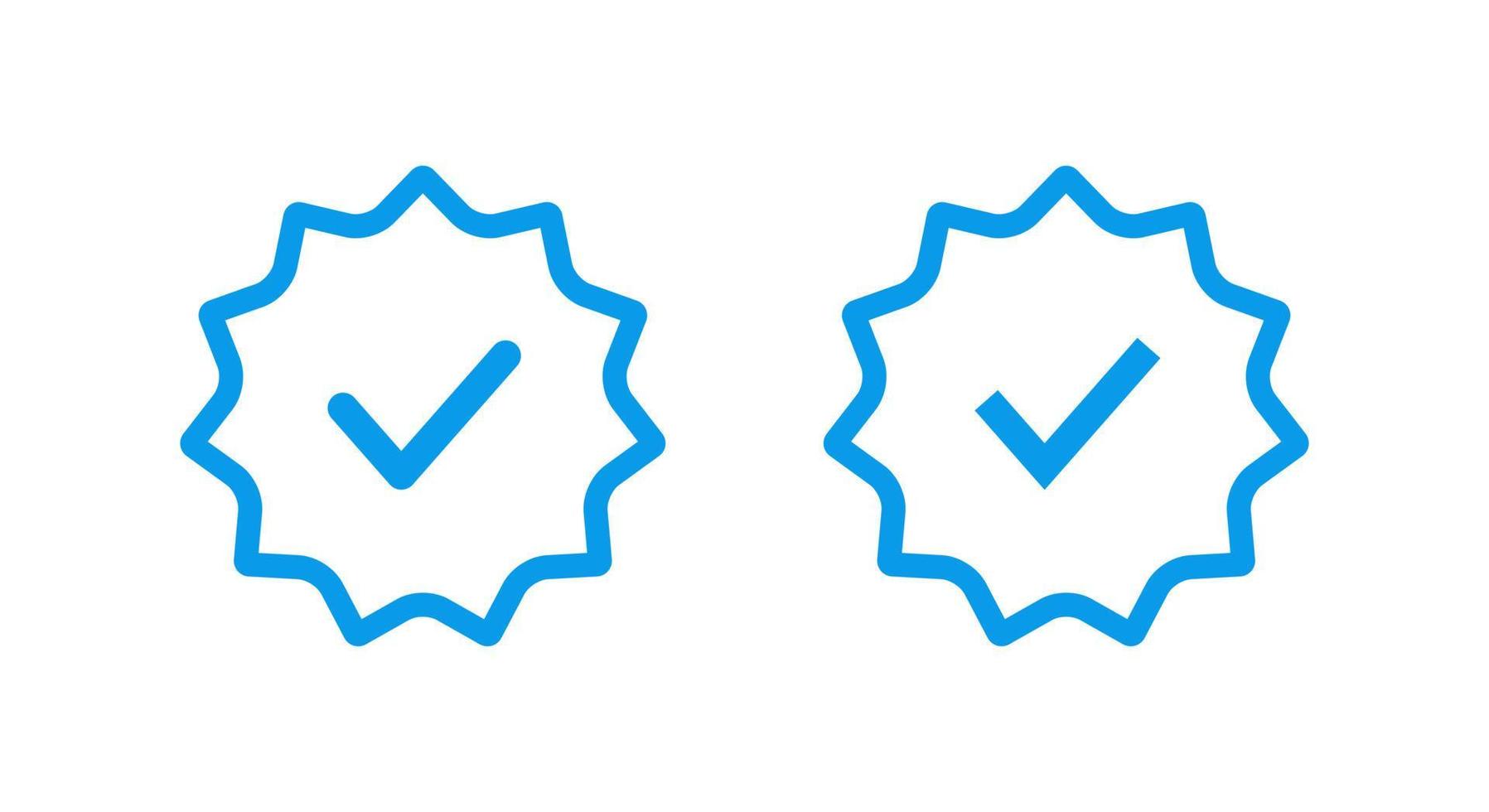 vetor de ícone de crachá azul verificado no conceito de linha