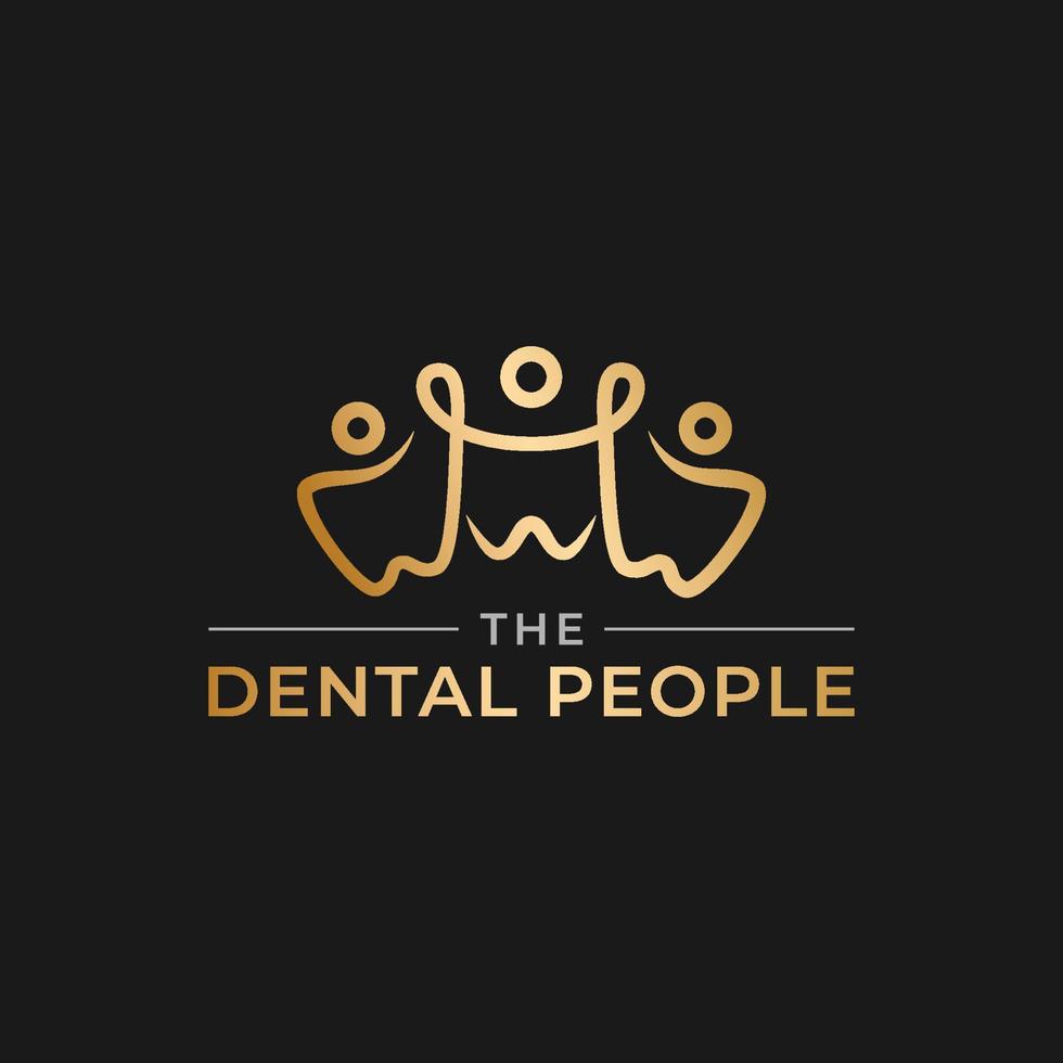 logotipo de pessoas dentárias de dente de ouro vetor