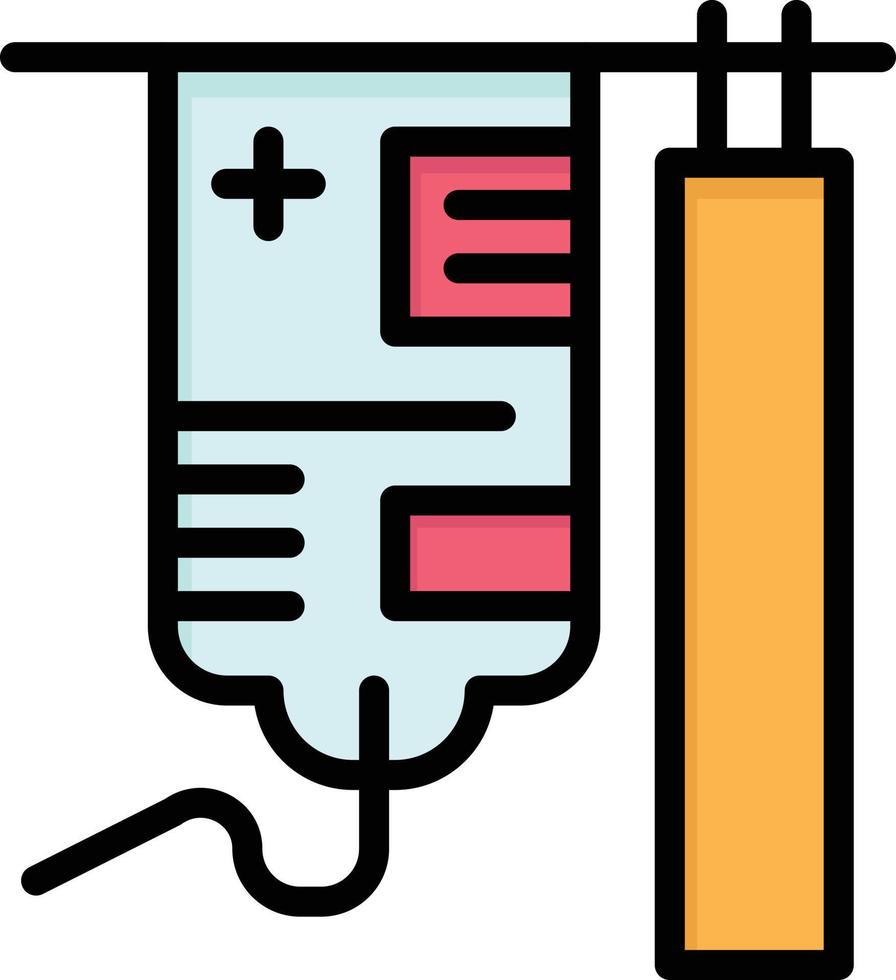modelo de banner de ícone de vetor de ícone de cor plana de tratamento médico de hospital por gotejamento