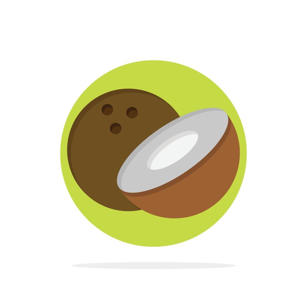 ícone de cor plana de fundo de círculo abstrato de comida de coco vetor