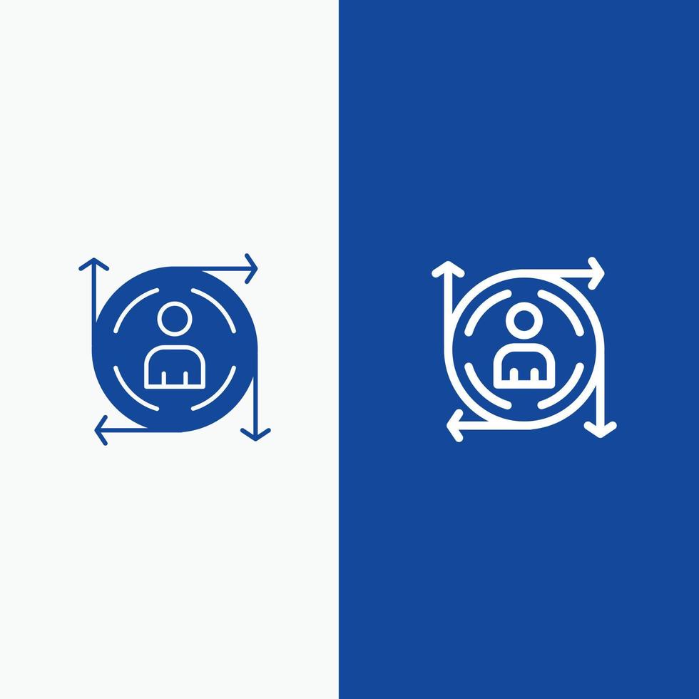 linha de planta de madeira de porta fechada e ícone sólido de glifo linha de banner azul e ícone sólido de glifo azul banne vetor