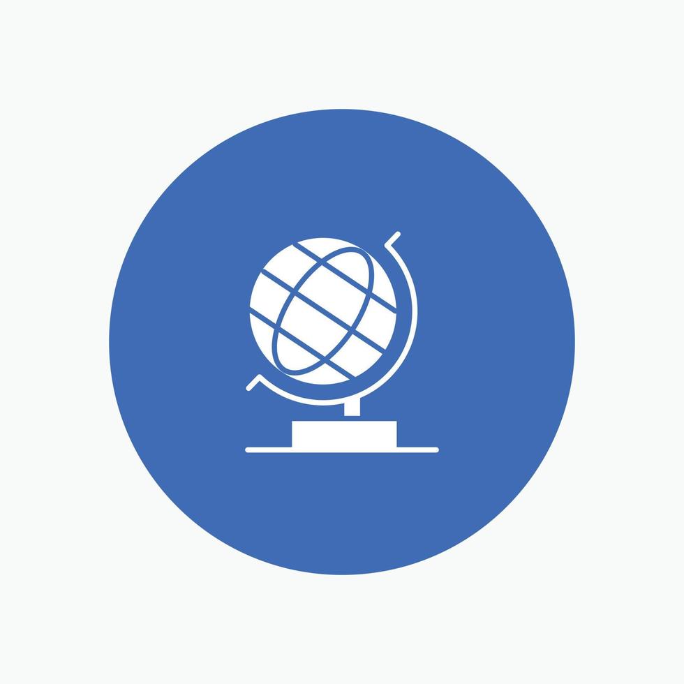 ícone de glifo branco da web do globo do escritório mundial vetor