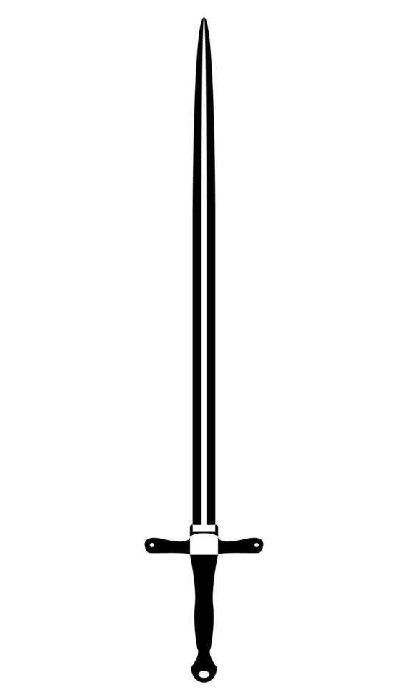 espada em design plano. ícone de espada preta simples. ilustração vetorial de contorno isolada no fundo branco. vetor